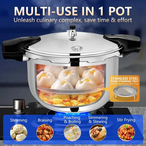 Miniatura 5 de Olla a presión de acero inoxidable 8 en 1 de 12 cuartos de galón con 8 características de seguridad, cocción rápida y uniforme para comidas