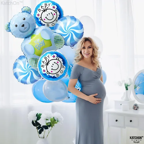 Miniatura 5 de KatchOn, Globos de oso de peluche para baby shower, paquete de 5, color azul, 30 pulgadas, It's A Boy, oso de peluche, decoraciones de baby shower