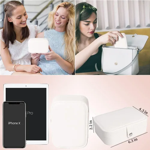 Miniatura 6 de Joyero para Viaje, Cajas Organizadoras de Joyería Pequeñas para Mujeres y Niñas, Estuche de Joyería de Viaje de 2 Capas, Estuche de Almacenamiento