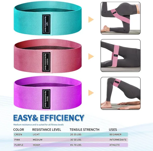 Miniatura 4 de Banda de resistencia para pedal de yoga, juego de bandas de resistencia de tela, bandas de ejercicio de 20 a 120 libras para hombres y mujeres