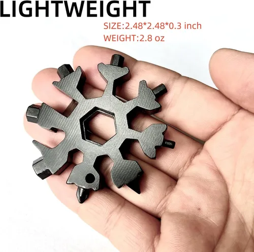 Miniatura 5 de Herramienta Multifuncional de Copo de Nieve 18 en 1, Rellenos de Calcetín para Hombres, Geniales Gadgets de Herramientas de Acampada para Hombres