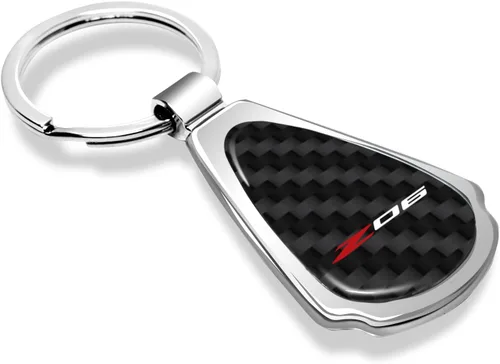 Miniatura 2 de iPick Image Llavero de lágrima de metal de fibra de carbono negro real para Chevrolet Corvette C8 Z06, con licencia