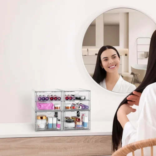 Miniatura 5 de Sorbus Organizador de maquillaje con 6 cajones, organizador de cajones de acrílico para maquillaje, organización y almacenamiento de oficina