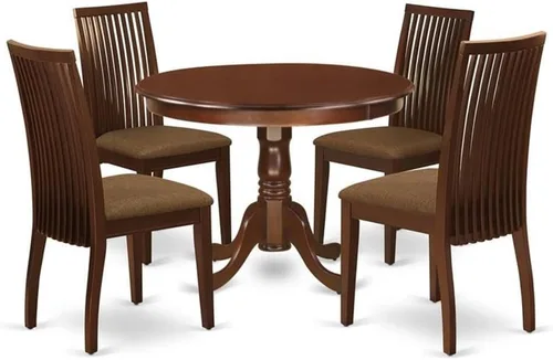 Miniatura 11 de East West Furniture HLIP3-BMK-W - Juego de comedor de 3 piezas que contiene una mesa de comedor redonda con pedestal y 2 sillas de cocina, 42 x 42