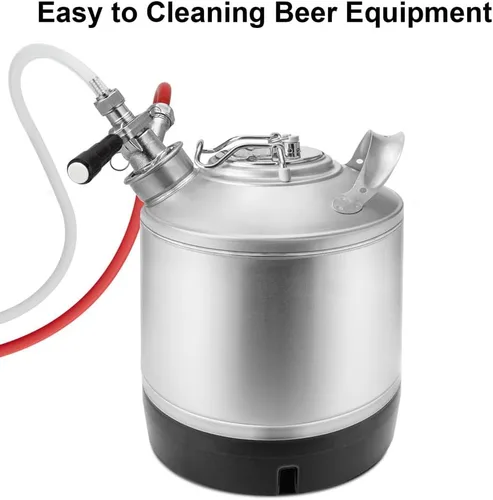 Miniatura 3 de Barril de limpieza de 1.6 galones con sistema D Sankey Puertos, Barril de lavado con base de goma para limpieza de líneas de cerveza