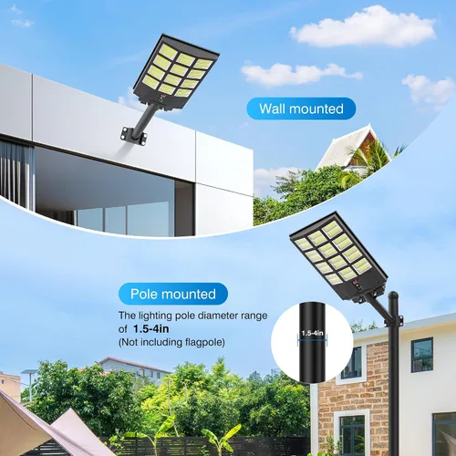 Miniatura 7 de OKPRO Farola solar de 5000 W para estacionamiento al aire libre, gran angular IP66 impermeable, 6500 K del atardecer al amanecer, LED con sensor