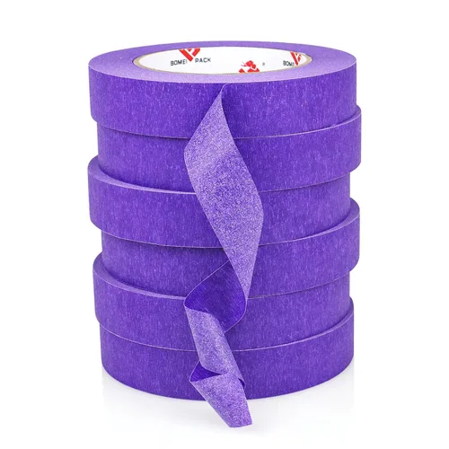 Miniatura 9 de BOMEI PACK Cinta adhesiva púrpura para pintor, 1" x 60 yardas x 6 rollos (360 yardas en total) - Cinta de pintura para paredes, automotriz