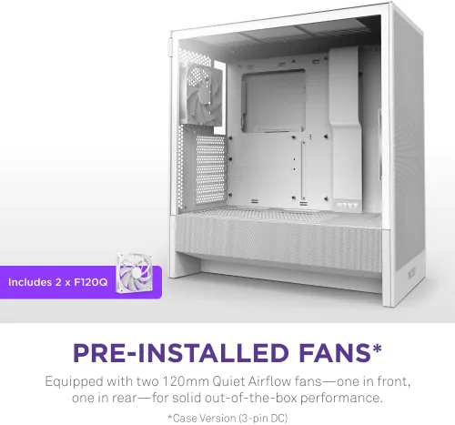 Miniatura 6 de NZXT H5 Flow Estuche compacto ATX para juegos de PC, torre media, alto flujo de aire, panel frontal perforado, panel lateral de vidrio templado