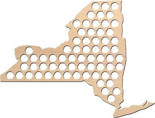 Miniatura 6 de Mapa con tapas de cerveza, 50 estados, Madera