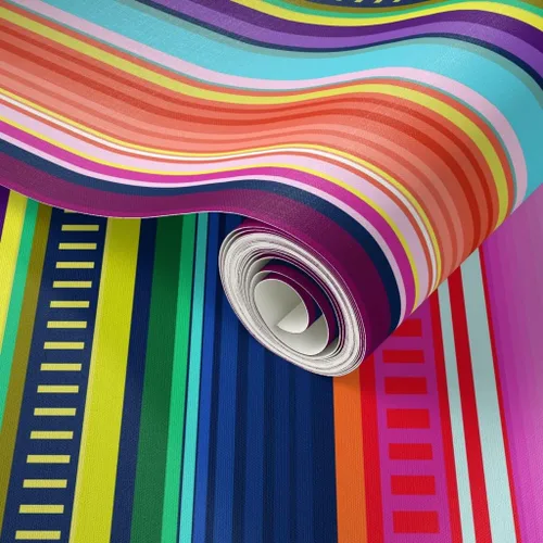 Miniatura 2 de Spoonflower Papel tapiz para despegar y pegar, diseño de rayas de serape, estilo mexicano, colorido y brillante, papel pintado extraíble