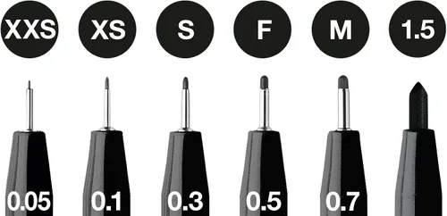 Miniatura 4 de Faber-Castell PITT Artist Pen India Ink Pen - Cartera de 6 colores 199 negro - XXS, XS, S, F, M, 1.5, (167154)