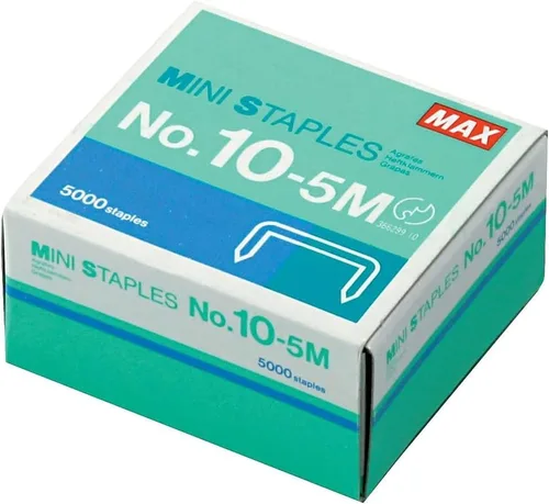 MAX USA Corp. Mini grapadora No.10-5M para el uso de grapadoras compactas y prácticas (100 grapas por barra, 5,000 grapas por caja), color plateado