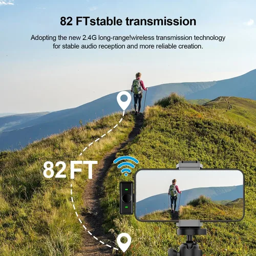 Miniatura 2 de Micrófono Lavalier inalámbrico magnético para Android, iPhone (2 TX+1 RX+estuche de carga), cancelación inteligente de ruido de 2.4 GHz, rango de 82