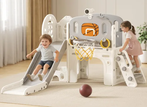 Miniatura 8 de XJD Conjunto de Tobogán 8 en 1 para Niños Pequeños, Tobogán para Niños de 1+ Años, Conjunto de Juego de Tobogán Escalador para Niños Pequeños