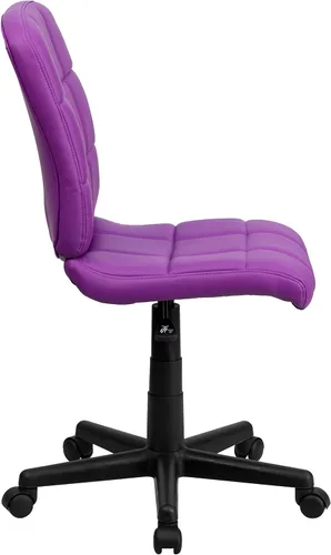 Miniatura 6 de Flash Furniture - Silla giratoria de respaldo medio de vinilo, acolchada, color negro Púrpura