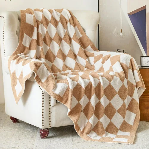 Miniatura 3 de Manta a Cuadros, Mantas Suaves y Acogedoras para Sofá Cama, Manta de Picnic de Viaje a Cuadros Esponjosa Ligera y Cómoda, Regalos para Sofá Silla