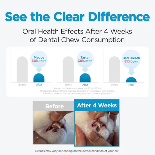 Miniatura 4 de CATZZLE Golosinas para gatos, masticables dentales para gatos de interior, limpieza de dientes de gato, aperitivos para el cuidado dental – control