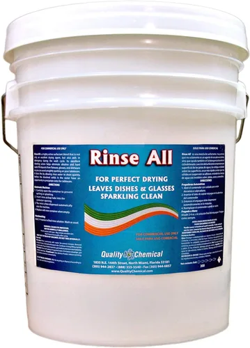 Quality Chemical Enjuague todo/Aclarador de grado industrial comercial/Líquido de enjuague para lavavajillas, acabado seco con calor y frío, agente