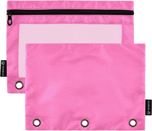 Miniatura 20 de Firebrick Zipper Pencil Pouch for 3 Ring Binder with Clear Window,Pencil Case 2 Pack Firebrick