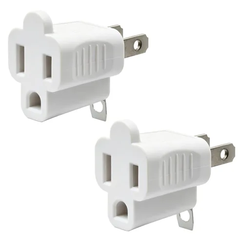 Miniatura 7 de ELEGRP Adaptador de 2 a 3 puntas, paquete de 2, gris - Adaptador de enchufe de conexión a tierra polarizado, certificación ETL