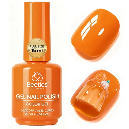 Beetles Orange Gel Nail Polish - Warm Burnt Caramel Orange Color Gel 15ml Soak Off UV LED Gel Polish for Fall Nails Nail Art Manicure for Women Home