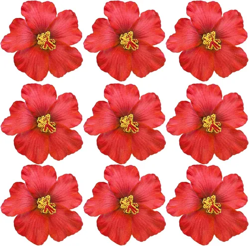 Miniatura 10 de Arvintas 20 flores azules hawaianas de imitación de hibisco, flores hawaianas para fiesta de verano, bricolaje, flores de hibisco de espuma
