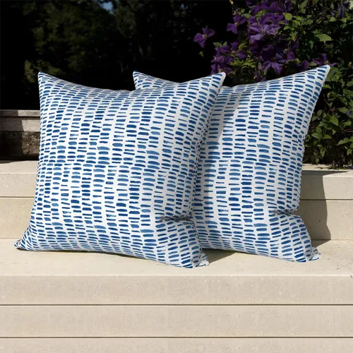 Miniatura 693 de Juego de 2 almohadas para exteriores de 16 x 16 pulgadas, repelentes al agua con interiores, para muebles de patio, hogar, jardín, geometría bohemia