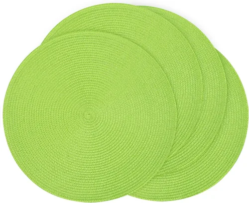 Miniatura 66 de Feuille Juego de 4 manteles individuales redondos trenzados para mesa de comedor, tejidos, lavables, antideslizantes, 13.5 pulgadas
