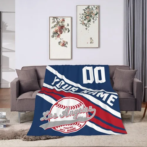 Miniatura 9 de Wream Manta personalizada para fanáticos de la cama, regalo de béisbol con nombre y número de ciudad de béisbol, manta de forro polar de invierno