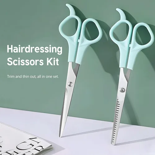 Miniatura 2 de Tijeras de corte de cabello y tijeras de adelgazamiento, paquete de 2 tijeras profesionales de peluquería de acero inoxidable de 6 pulgadas