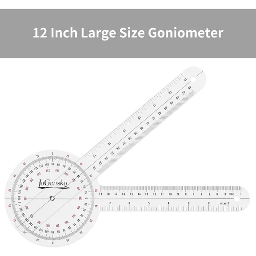 Miniatura 2 de Goniómetro de 12 pulgadas para uso ortopédico, goniómetro de plástico de gran tamaño de 360 grados, regla transportadora angular de terapia física