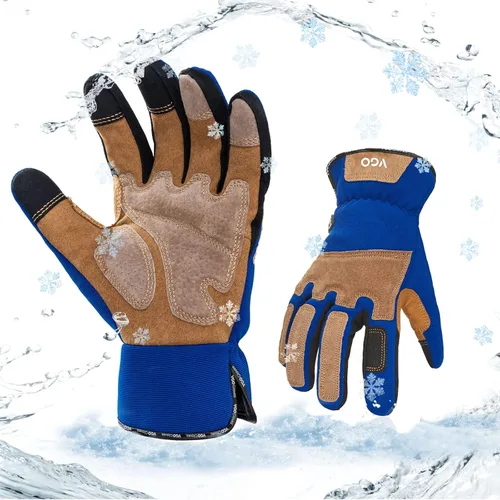 Vgo... 1 par de guantes de jardinería para hombre, guantes de trabajo de seguridad, a prueba de pinchazos, a prueba de espinas, pantalla táctil Azul