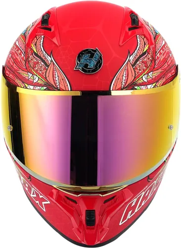 Miniatura 5 de HAX Obsidian Pro Full Face Dual Visor Adult Motorcycle Helmet for Motorbike Street Bike with Pinlock Ready DOT Approved Obsidian Pro Slayer Rojo