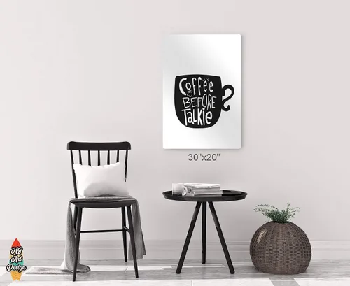 Miniatura 6 de HB Art Design Taza de café antes de talkie en blanco y negro con impresión de metal, arte de pared, decoración de cafetería, decoración de pared