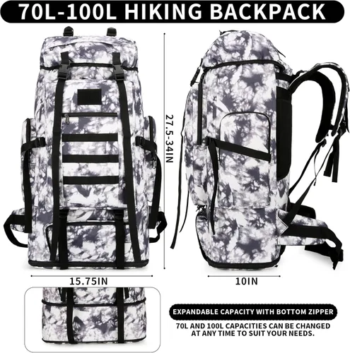 Miniatura 2 de Mochila de senderismo W WINTMING para hombres 70L/100L, mochila de campamento, mochila militar Molle, paquete de asalto de 3 días para escalada