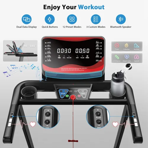 Miniatura 5 de CIIHI Treadmill with Auto Incline - 450 LBS Capacity 15% Auto Incline Treadmill for Home, 0.5-10 MPH Foldable Running Machine with 47.2”x18.1” Belt