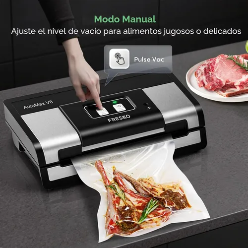 Miniatura 4 de FRESKO Sellador automático al vacío, potente máquina selladora al vacío de alimentos, detección automática de seco y húmedo, cortador de bolsas, 2