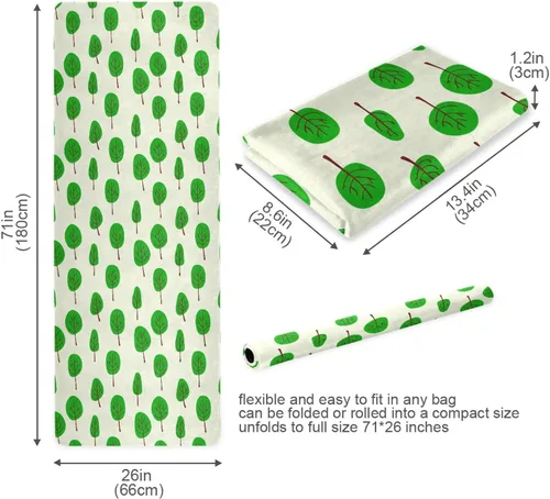 Miniatura 5 de Cartoon Tree Thin Yoga Mat with Bag, Non Slip Fitness Workout Mat, Foldable Suede Rubber Yoga Mat for Yoga Pilates and Fitness, 70.8" L x 26" W x 1mm