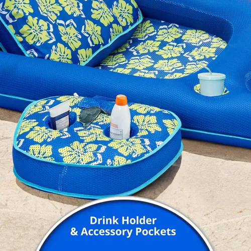 Miniatura 3 de Aqua Campania Ultimate 2-in-1 Pool Float Lounge – Extra Large – Inflatable Pool Floats for Adults with Adjustable Backrest & Cupholder Caddy
