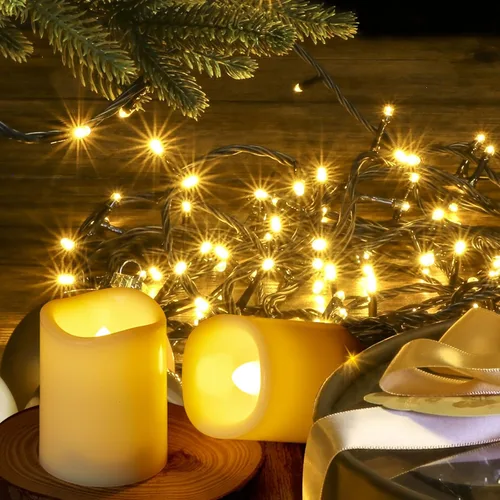 Miniatura 6 de IMAGE Velas de té sin llama con temporizador y control remoto, paquete de 12 velas votivas sin llama para decoración del hogar, bodas y eventos.