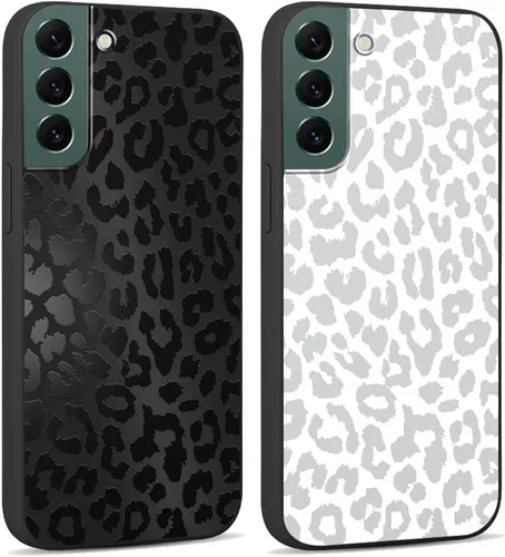 Miniatura 55 de 2 Pack Funda con lindo estampado de chita para Samsung Galaxy S22 Ultra 5G de 6.8", Fundas con patrón de leopardo de lujo, diseño de silicona suave