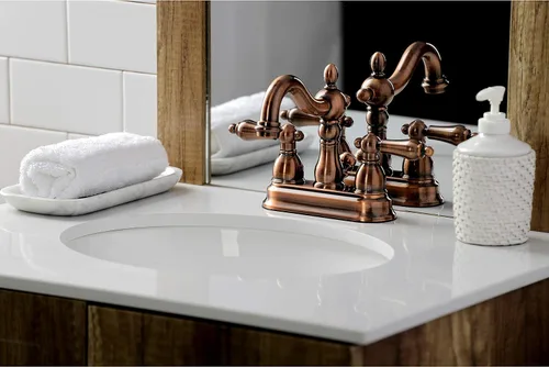 Miniatura 6 de Kingston Brass KB160ALAC Heritage - Grifo de baño central de 4 pulgadas, cobre antiguo