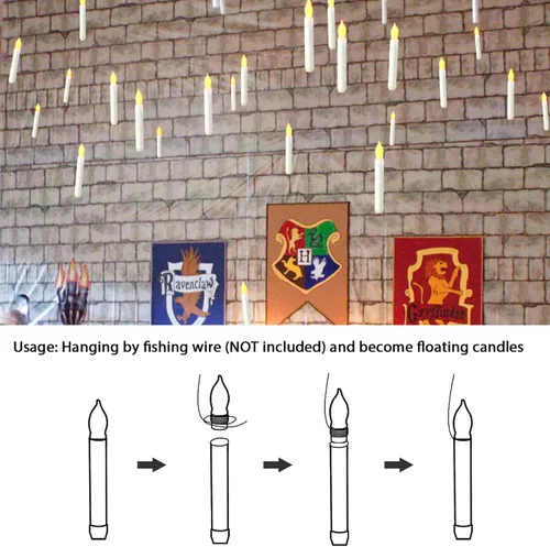 Miniatura 4 de Amagic 12 velas LED cónicas sin llama, sin control remoto, velas flotantes mágicas colgantes, candelabros a pilas, velas falsas eléctricas