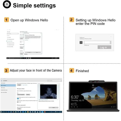 Miniatura 3 de Cámara USB IR de reconocimiento facial para Windows Hello, cámara web 1080P (nivel de entrada) con micrófonos duales para transmisión