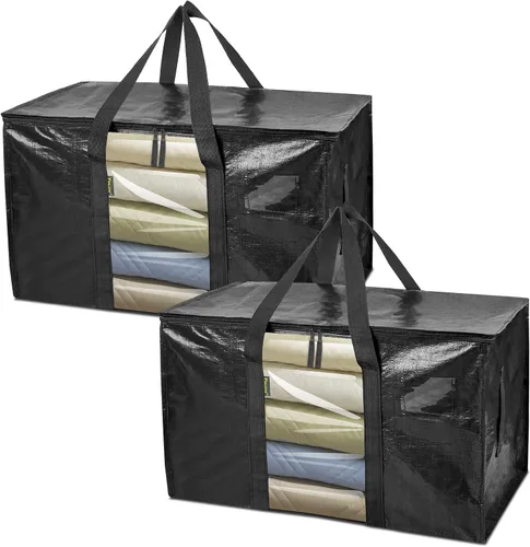 Miniatura 33 de BALEINE Paquete de 2 bolsas de mudanza de gran tamaño con asas reforzadas, bolsa de almacenamiento resistente para ropa, suministros de mudanza