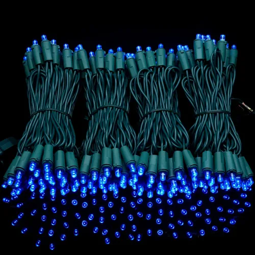 Miniatura 2 de YULETIME 200 luces LED de Navidad azules de gran angular, 66 pies, cable verde, certificado UL, 0.197 in, juego de luces navideñas (azul) Stay