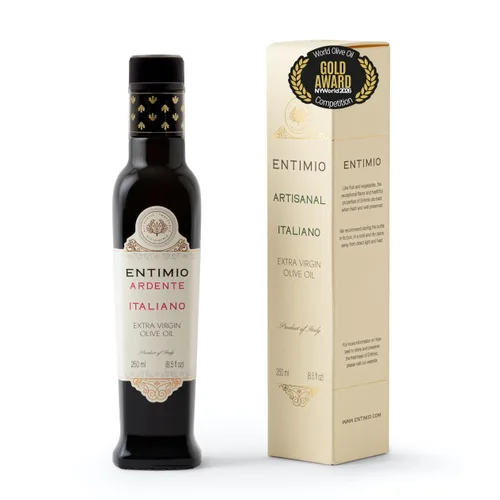 Entimio Ardente Aceite de Oliva Virgen Extra Italiano Orgánico de Italia, Más de 600 mg/kg Alto en Polifenoles, Ganador de Oro 2025, Aceite de Oliva