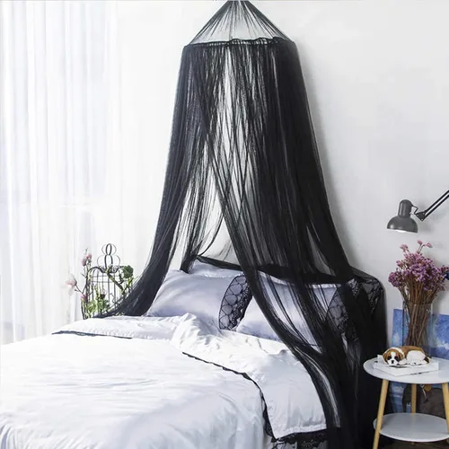 AIFUSI Mosquitera para cama, cama King Size Canopy cortina colgante, aro, redondo de princesa, toldo transparente para cama para todos los niños,