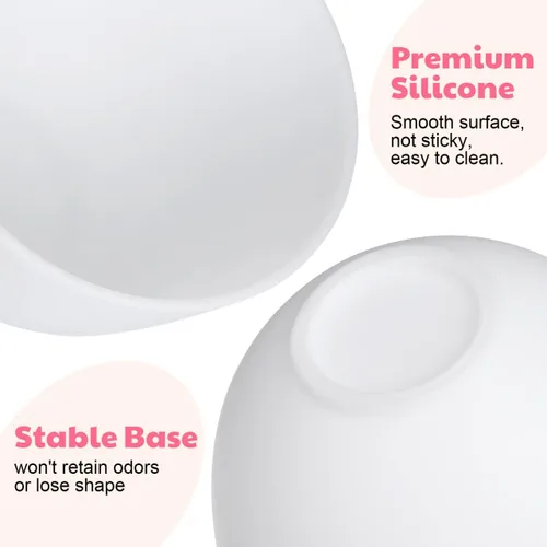 Miniatura 9 de Juego de 3 cuencos de silicona de silicona para máscara facial de color blanco para mascarilla facial, aplicación de aceite para el cabello