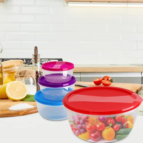 Miniatura 3 de Juego de ensaladeras de plástico multicolor, apto para microondas y lavavajillas, ideal para hornear, preparar, cocinar y servir alimentos